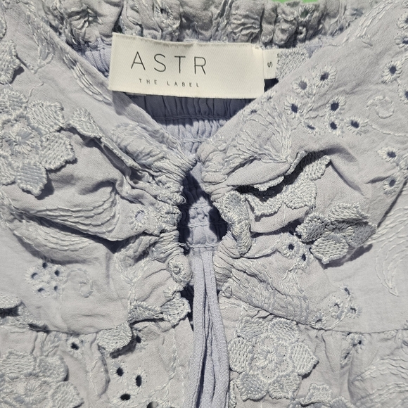 Astr Light Blue Eyelet Blouse Size Small EUC - Picture 4 of 4